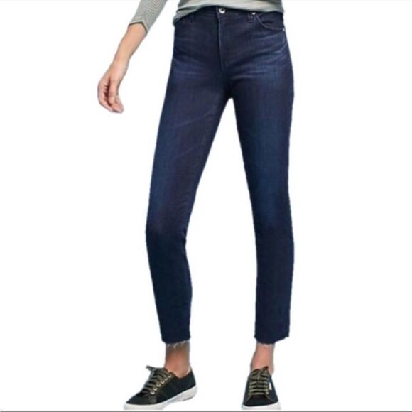 AG Adriano Goldschmied The Stevie Slim Straight Ankle Raw Hem Jeans